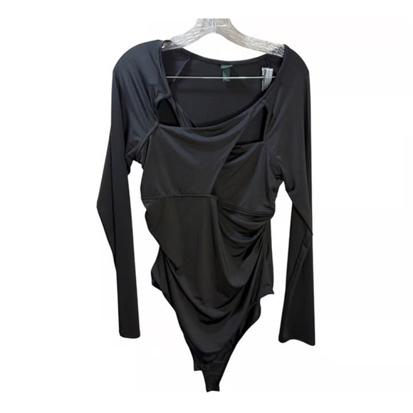 wild fable Tops - Wild Fable Black Draped Bodysuit Size‎ Large